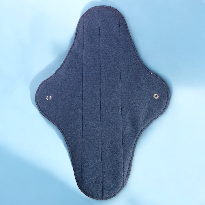 2 waschbare Damenbinden, blau &amp; schwarz, Bio, für die Nacht - Anaé