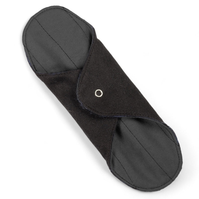 2 waschbare Bio-Damenbinden, grau &amp; schwarz, für starke Menstruation - Anaé