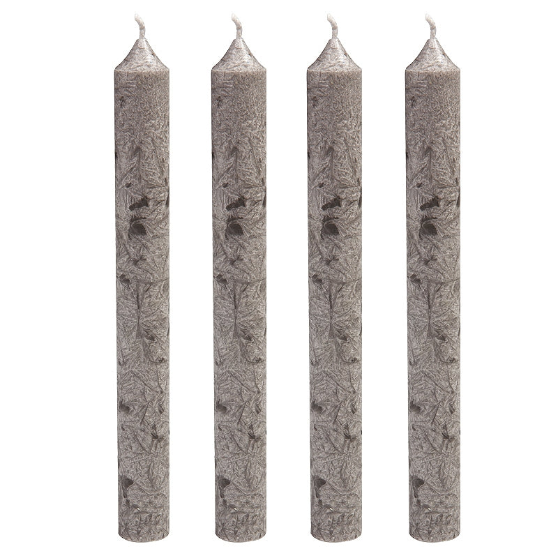 4 graue Stearin-Kerzenständer (2 x 20 cm) - Blau