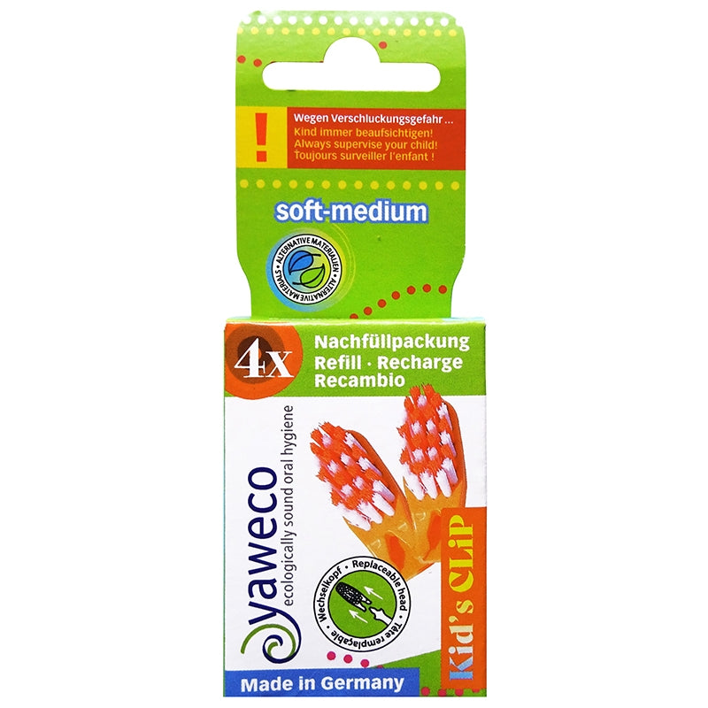 4 austauschbare Köpfe für Kinder, Orange, weich-mittel - Yaweco