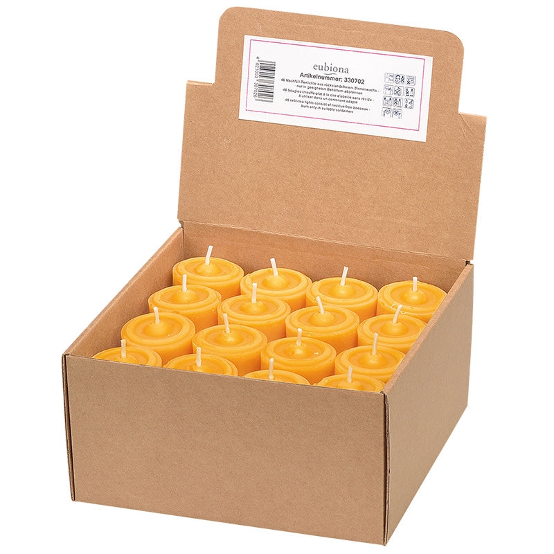 48 Teelichter ohne Halter, aus Bienenwachs, 20 x 35 mm - Eubiona