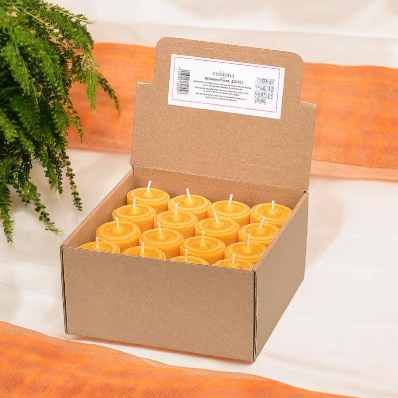 48 bougies chauffe-plat sans support en cire d'abeille 20 x 35 mm - Eubiona