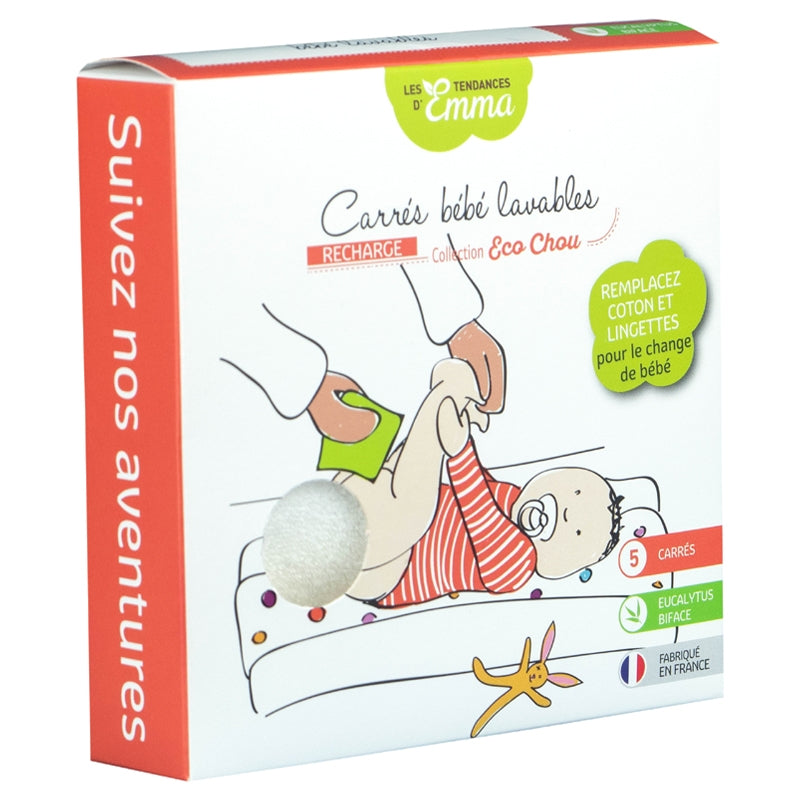 5 Carrés bébé lavables en eucalyptus écologiques - Les Tendances d'Emma