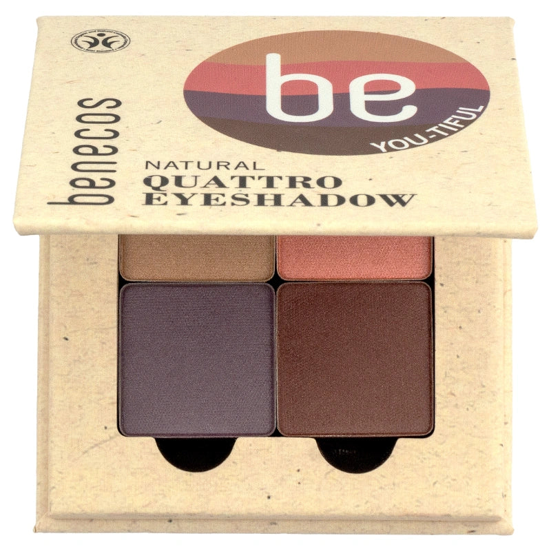 Benecos - Quatre ombres à paupières Brun, Taupe, Rose & Lila BIO 4,8g