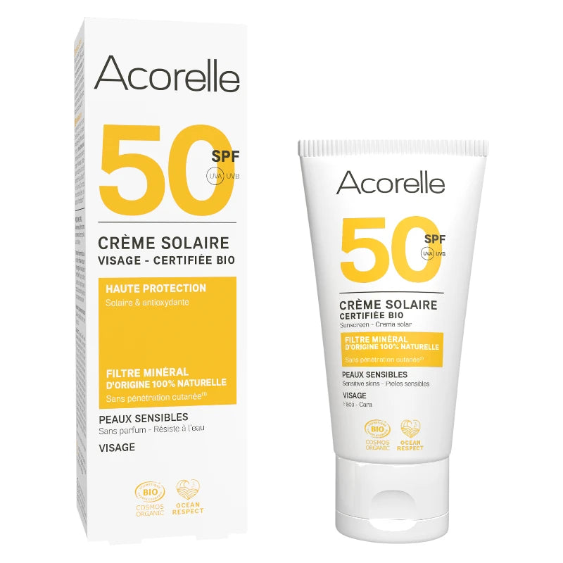 Crème solaire visage BIO IP 50 – Acorelle