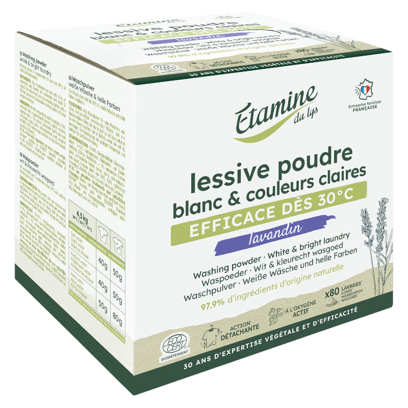 Lessive poudre blanc & couleurs claires éco lavandin - 4kg - Etamine du Lys