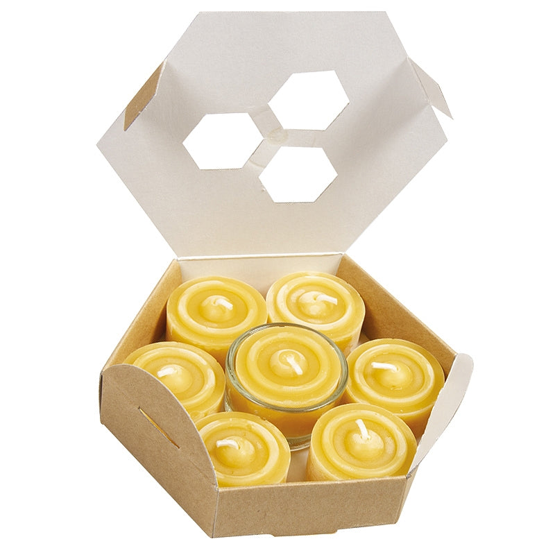 7 Bienenwachs-Nachtlichter mit 1 Glashalter (2 x 3,5 cm) – Blau