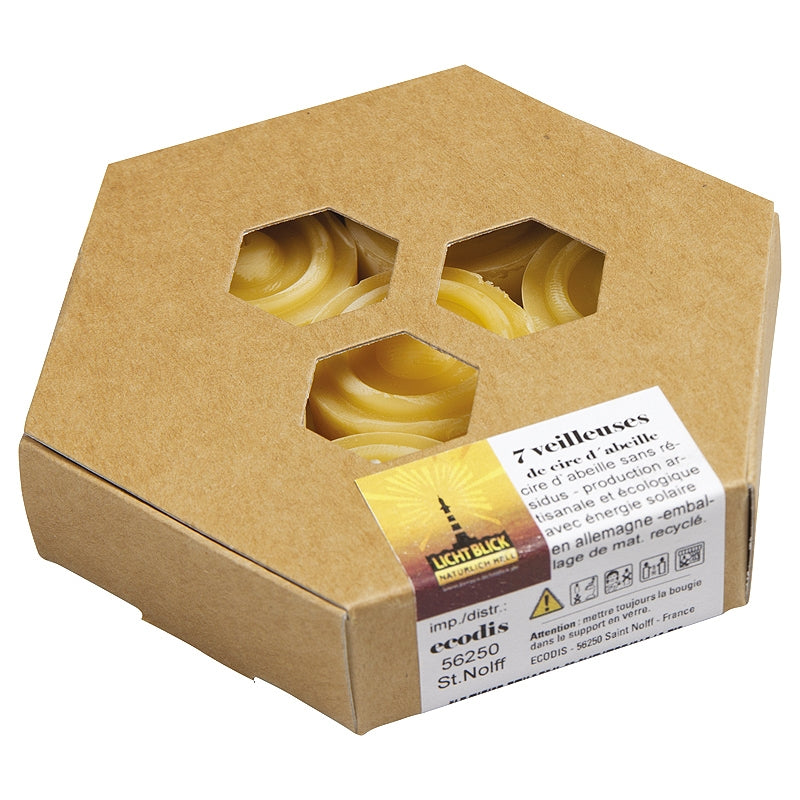 7 Bienenwachs-Nachtlichter, 2 x 3,5 cm – Blau