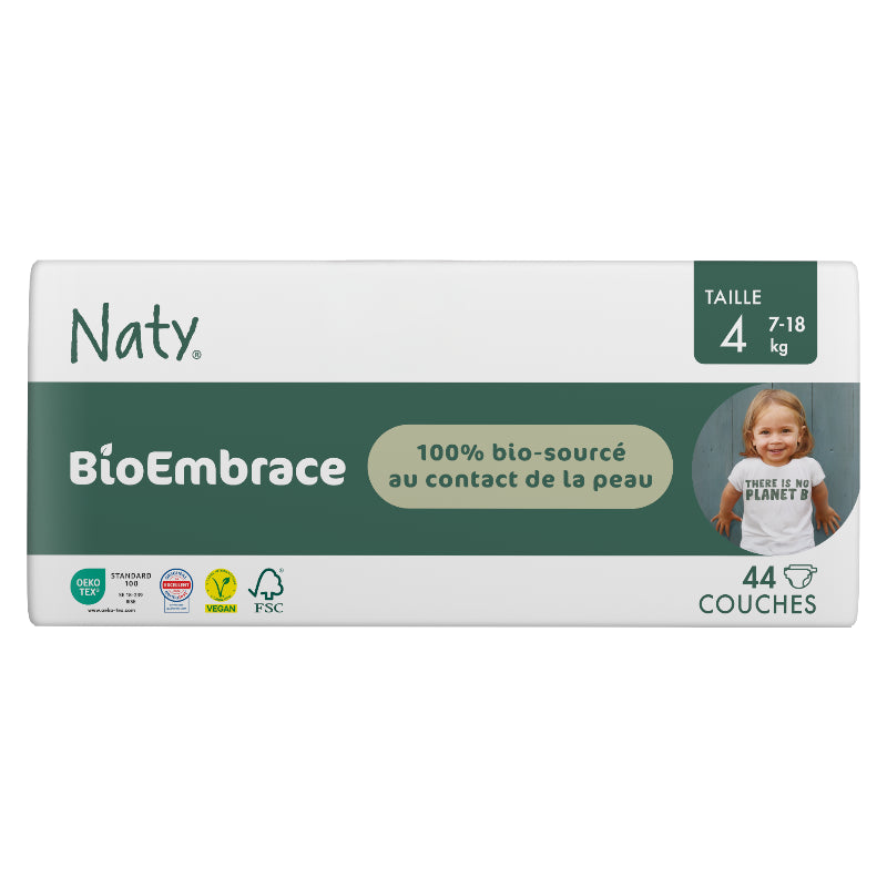 BioEmbrace Einwegwindeln Größe 4 - 7-18 kg - 44 Stück - Naty