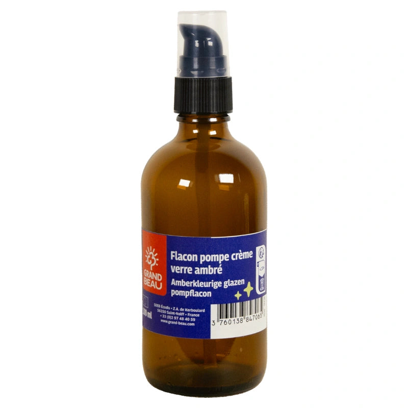 Grand Beau - Flacon pompe crème en verre ambré 100ml