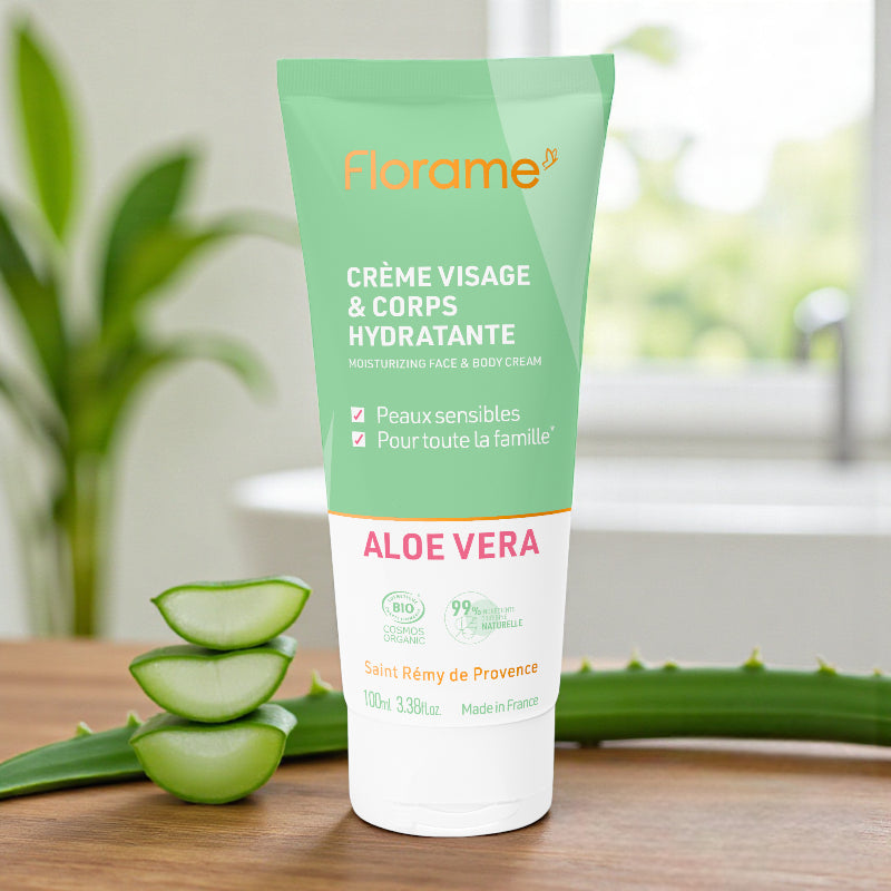 Bio-Aloe-Vera-Feuchtigkeitscreme für Gesicht und Körper – 100 ml – Florame