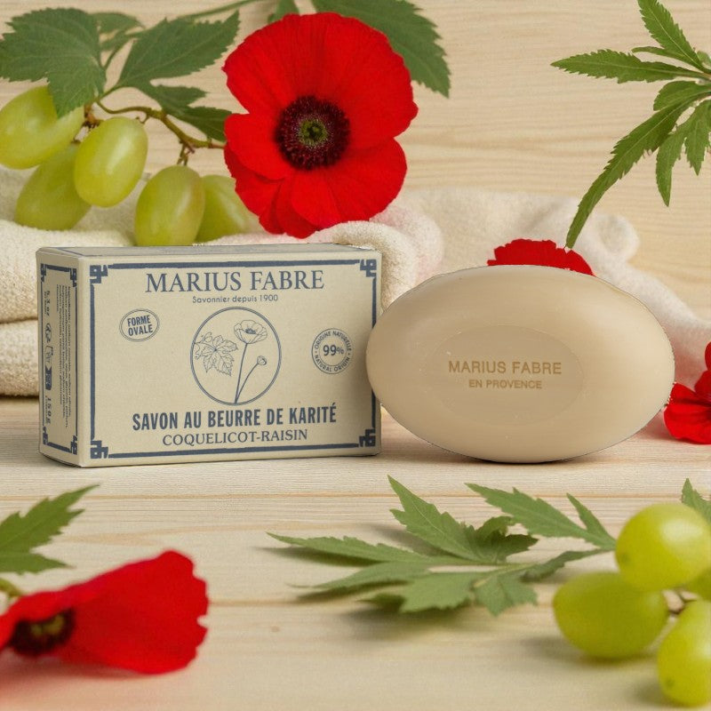 Sheabutterseife mit Mohn und Traube - 150 g - Marius Fabre