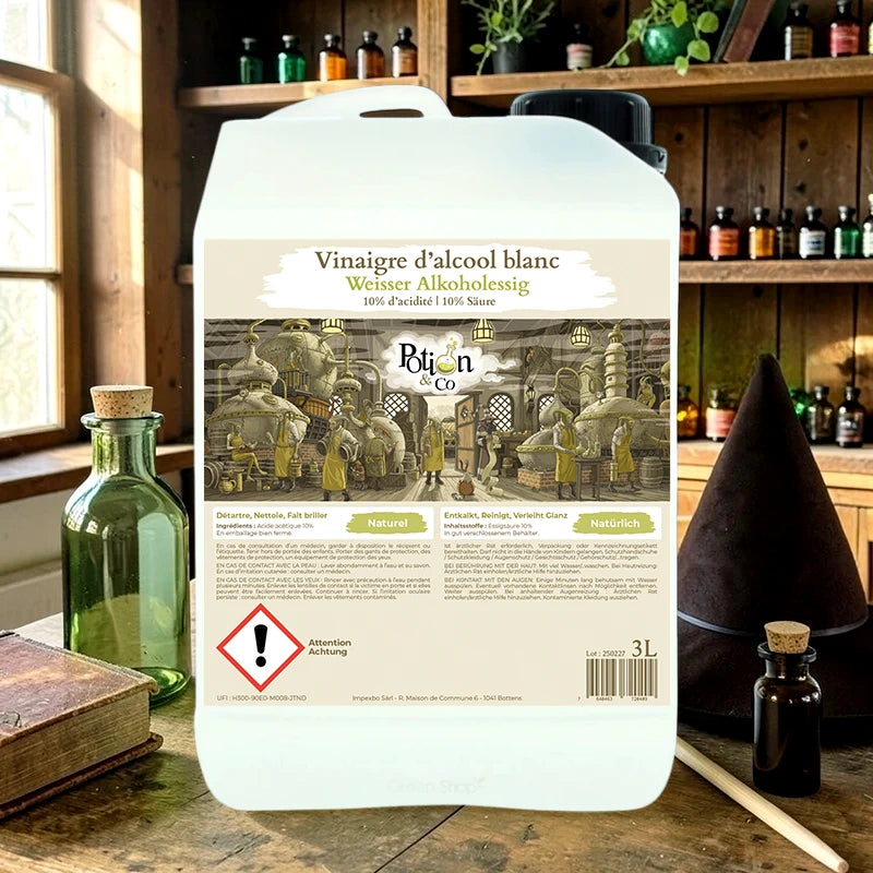 Natürlicher weißer Alkoholessig 10 % - 3 l - Potion &amp; Co