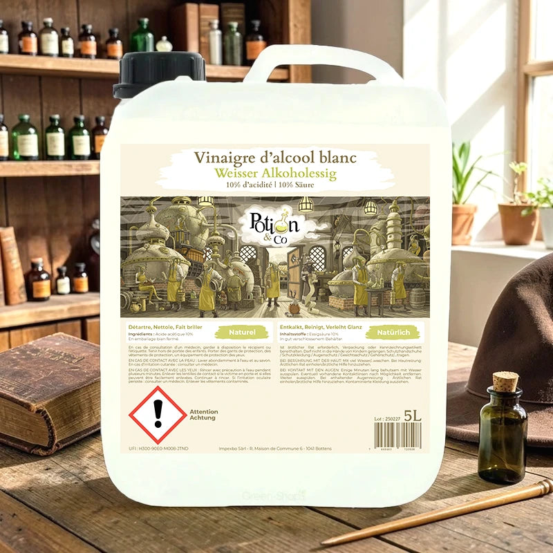 Natürlicher weißer Alkoholessig 10 % - 5 l - Potion &amp; Co