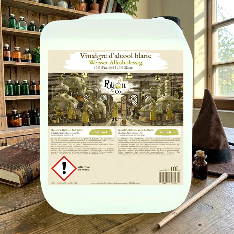 Natürlicher weißer Alkoholessig 10 % - 10 l - Potion &amp; Co