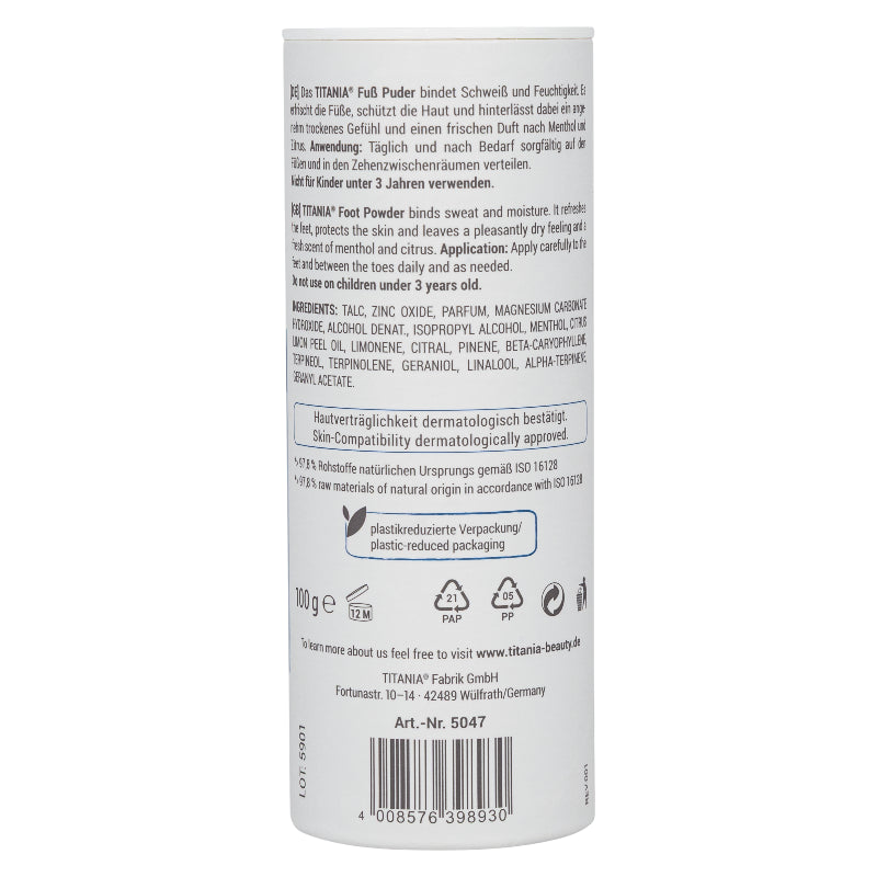 Poudre pour pieds zinc & menthol