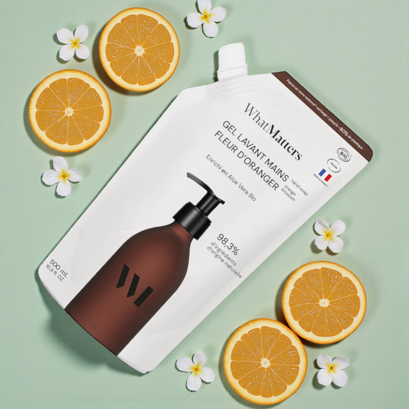Ökologische Nachfüllpackung für Bio-Orangenblüten-Handwaschgel – 500 ml – What Matters