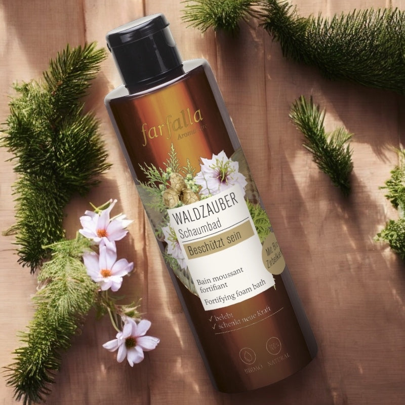 Natürliches, stärkendes Schaumbad mit Kiefer, Schwanenhals und Tanne – 200 ml – Farfalla