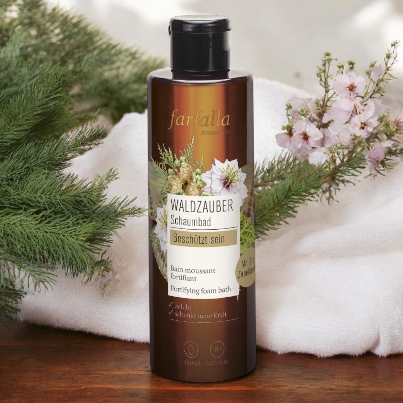 Natürliches, stärkendes Schaumbad mit Kiefer, Schwanenhals und Tanne – 200 ml – Farfalla