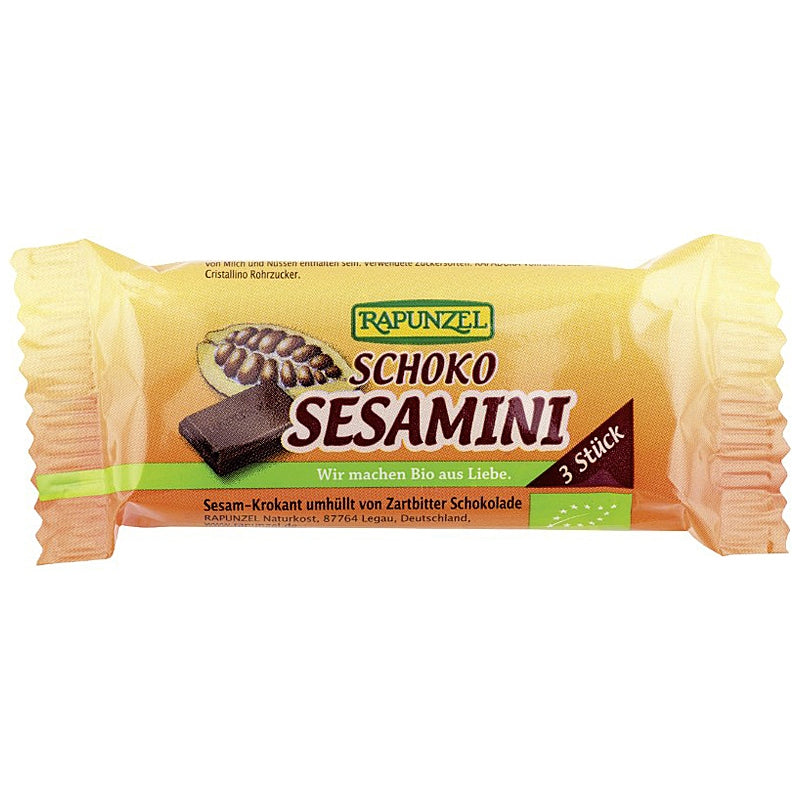 Sesamini Bio-Knusperriegel mit Sesam und Schokolade – 27 g – Rapunzel