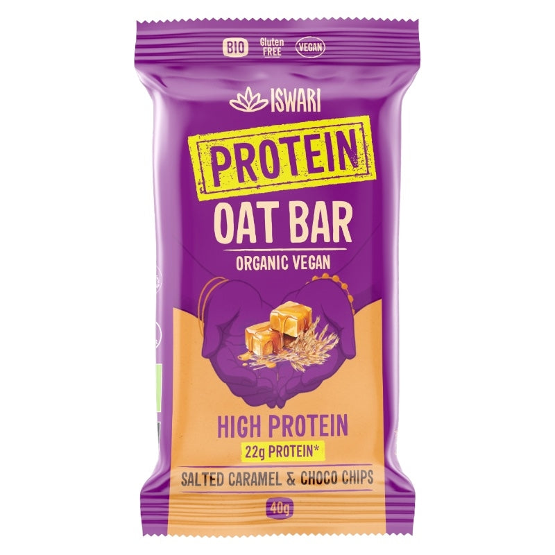 Barre d'avoine protéinée caramel salé & chocolat BIO - 40g - Iswari