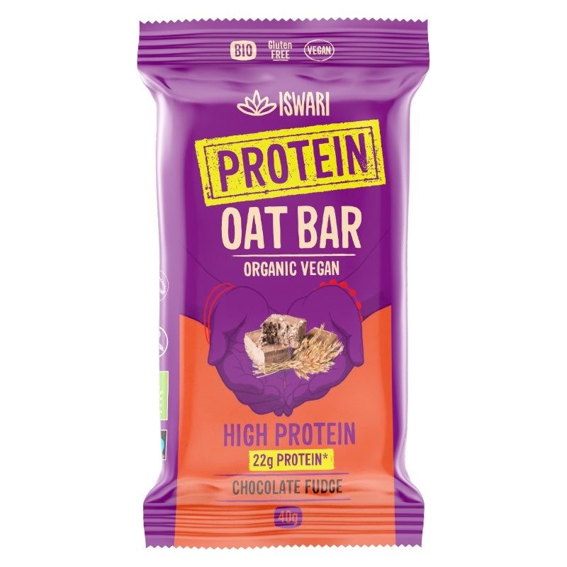Barre d'avoine protéinée chocolate fudge BIO - 40g - Iswari