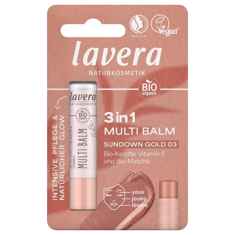 3-in-1 Sundown Gold Bio-Lippenbalsam – 4,9 g – Lavera