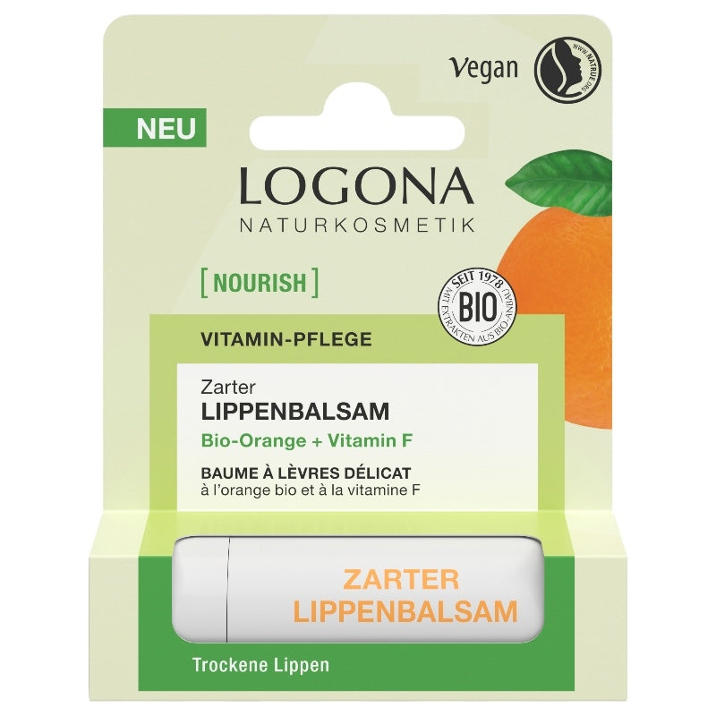 Logona Bio-Lippenbalsam für empfindliche Haut mit Orange und Vitamin F – 4,6 g