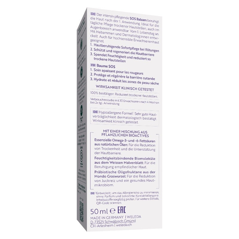 Weleda 3-in-1 Bio-Baby-SOS-Balsam, Mauve und Weiß – 50 ml