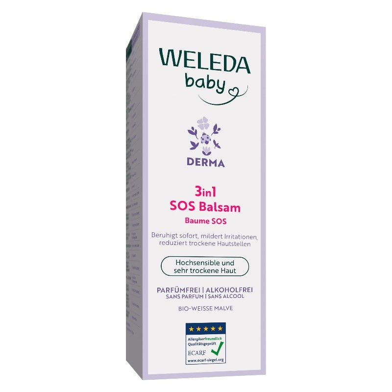 Weleda 3-in-1 Bio-Baby-SOS-Balsam, Mauve und Weiß – 50 ml