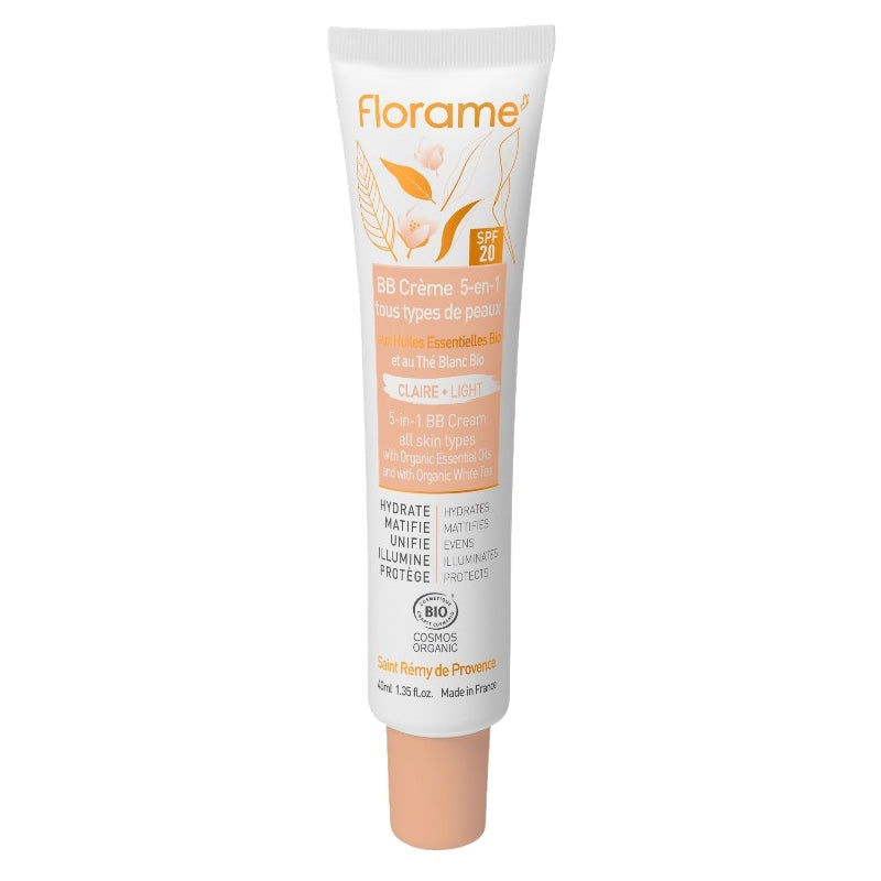 BB Crème 5-en-1 teinte claire BIO IP 20 thé blanc - 40ml - Florame