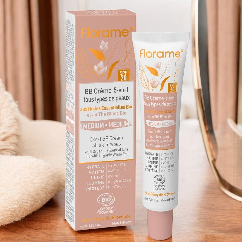 BB Crème 5-en-1 teinte medium BIO IP 20 thé blanc - 40ml - Florame