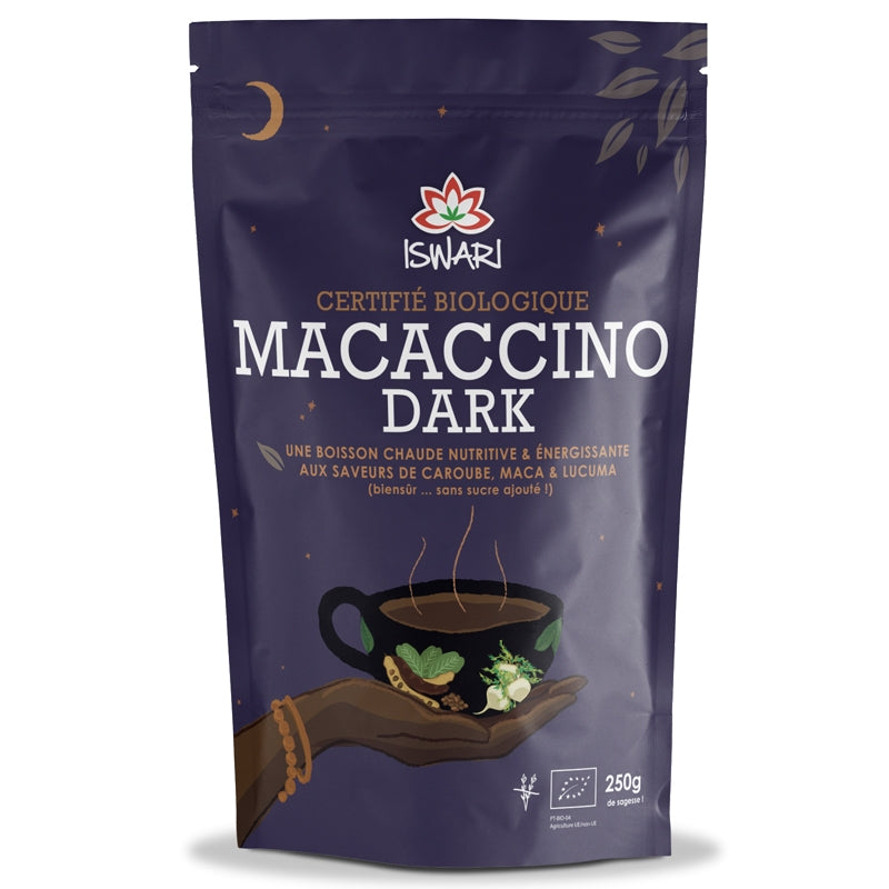 Macaccino Dunkles Getränk aus Johannisbrot, Maca und Lucuma BIO – 250 g – Iswari