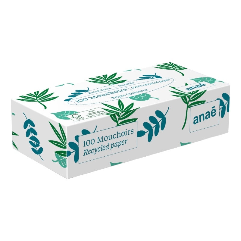 Schachtel mit 100 Taschentüchern aus Recyclingfasern – Anaé