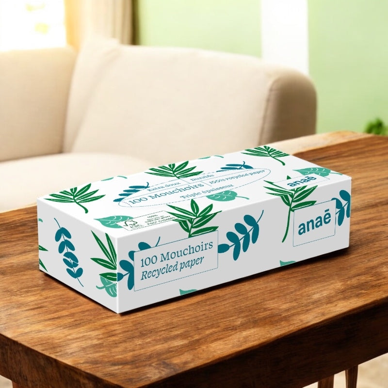 Boite 100 mouchoirs en fibres recyclees anae 3