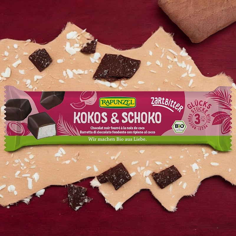 Bio-Kokosnuss-Häppchen aus dunkler Schokolade – 3 Stück – Rapunzel