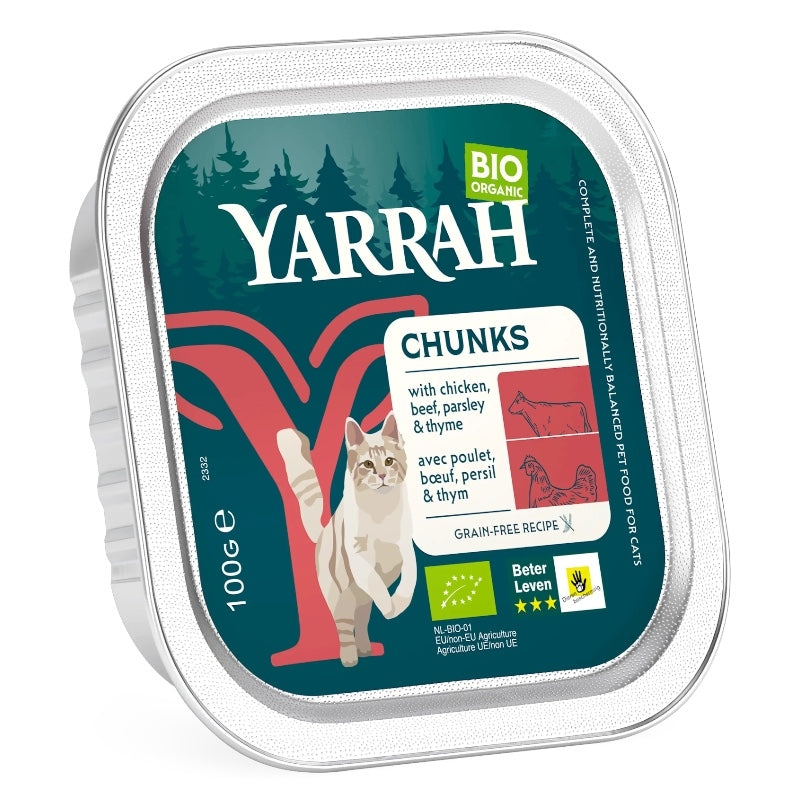 Bouchées poulet & boeuf en sauce pour chat BIO - 100g - Yarrah