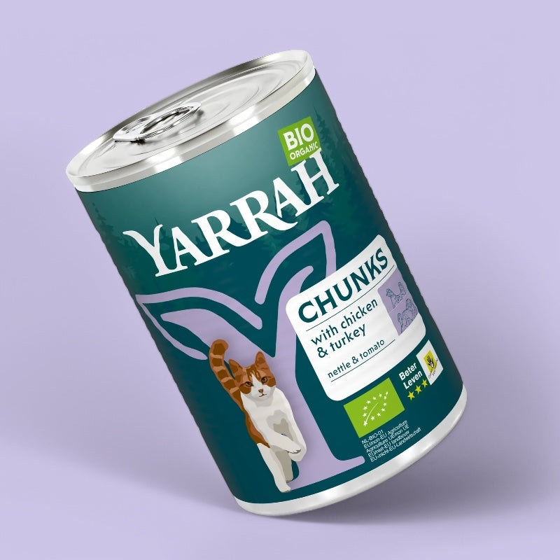 Bio-Katzenfutter mit Huhn und Pute in Soße – 405 g – Yarrah