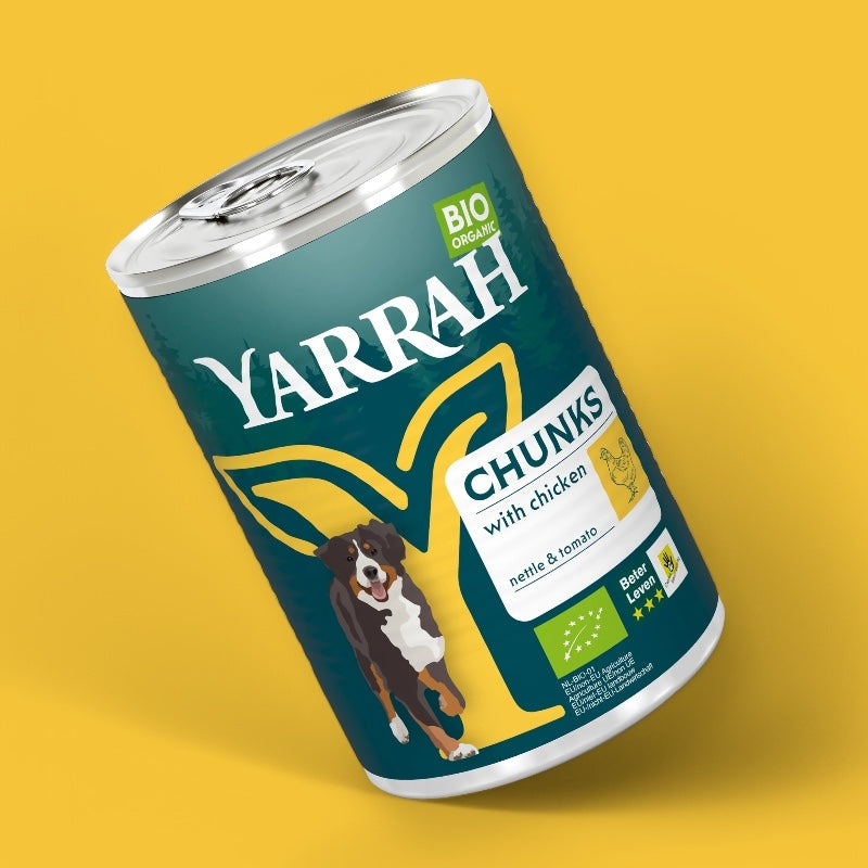 Bio-Hühnchenhappen in Soße mit Brennnesseln für Hunde - 820 g - Yarrah