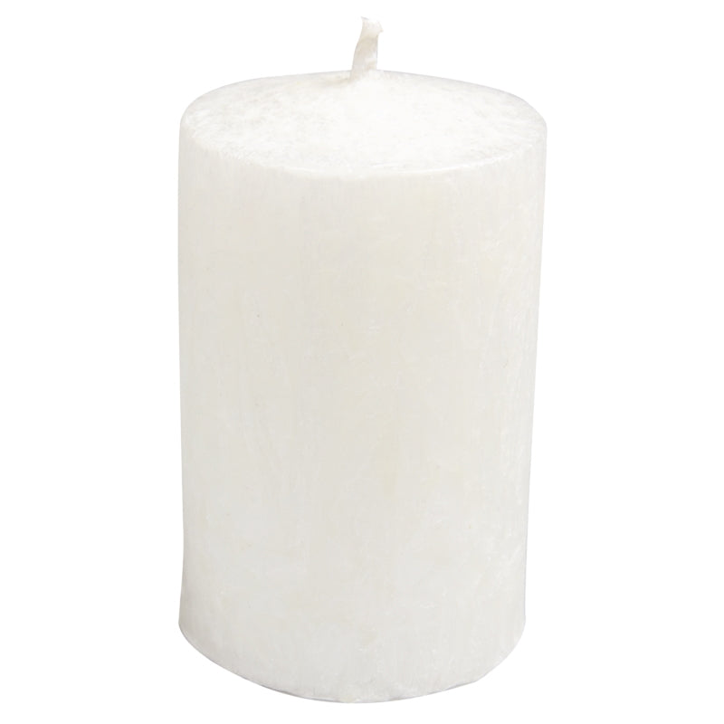 Weiße, zylindrische Kerze aus Bio-Stearin, 6 x 4 cm – Blau