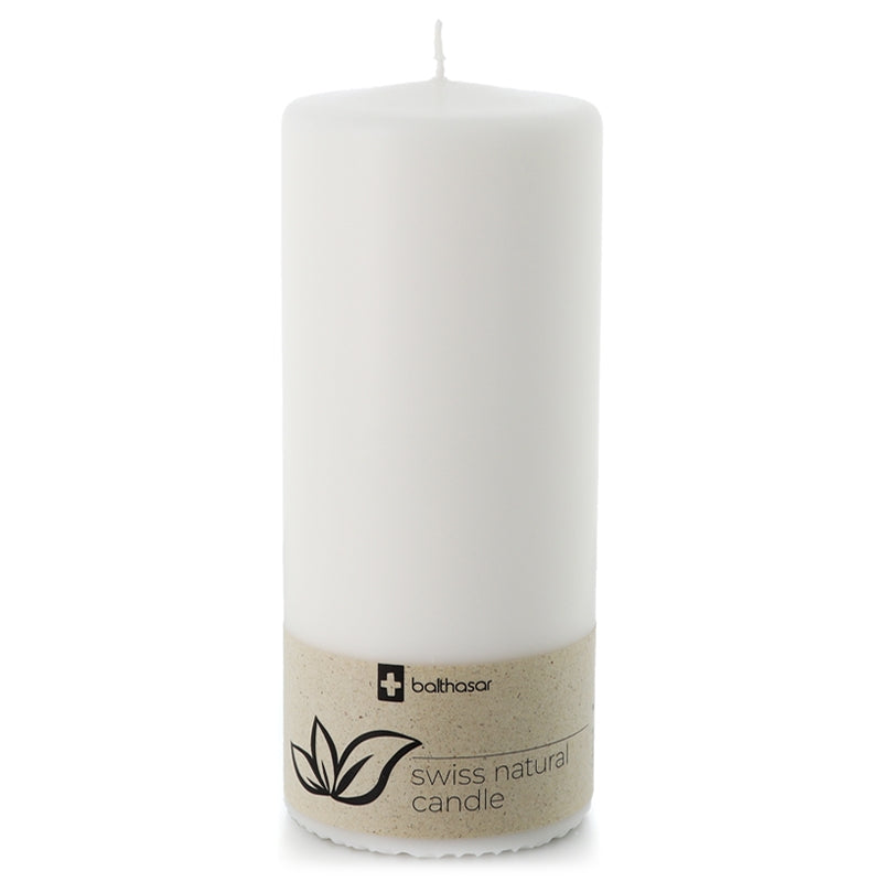 Weiße zylindrische Kerze aus pflanzlichem Stearin, 60 x 120 mm - Balthasar