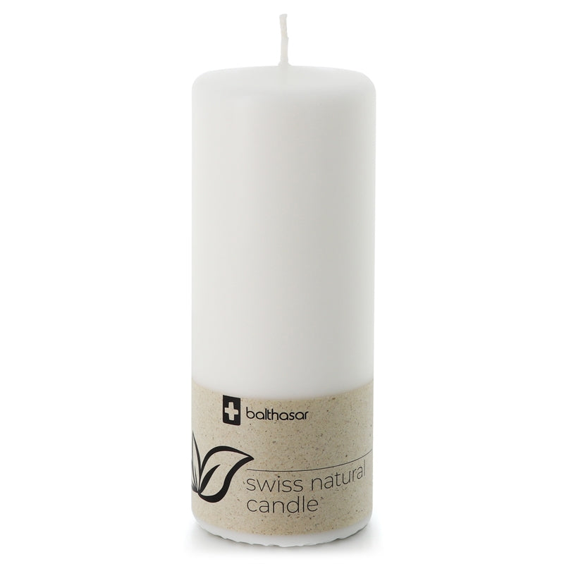Weiße zylindrische Kerze aus pflanzlichem Stearin, 70 x 170 mm - Balthasar