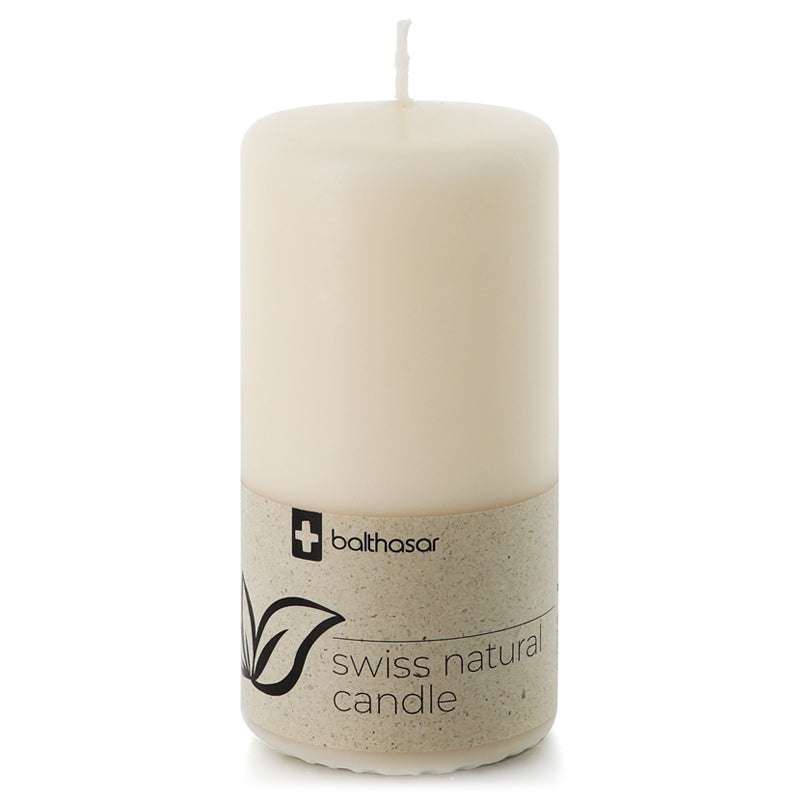 Cremefarbene, zylindrische Kerze aus pflanzlichem Stearin, 70 x 130 mm - Balthasar