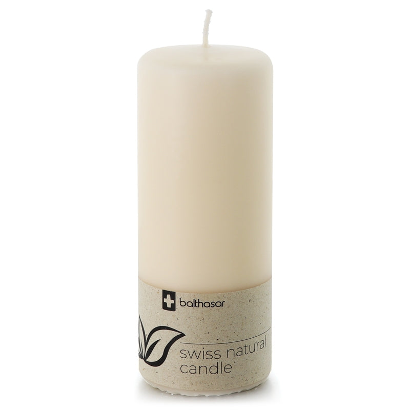 Cremefarbene, zylindrische Kerze aus pflanzlichem Stearin, 70 x 170 mm - Balthasar