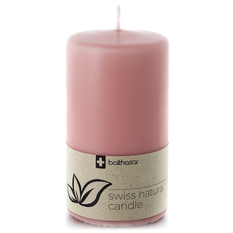 Hellrosa zylindrische Kerze aus pflanzlichem Stearin, 60 x 120 mm - Balthasar