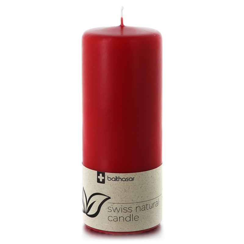 Rote zylindrische Kerze aus pflanzlichem Stearin, 70 x 170 mm - Balthasar
