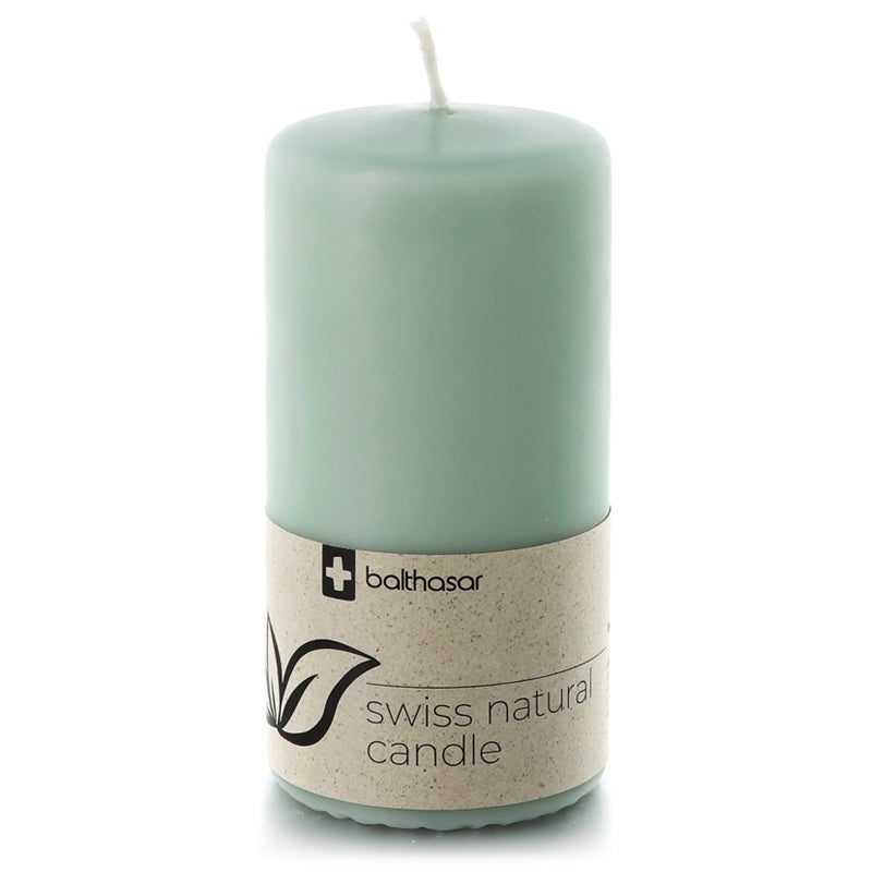 Hellgrüne zylindrische Kerze aus pflanzlichem Stearin, 70 x 130 mm - Balthasar