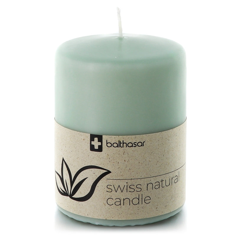 Hellgrüne zylindrische Kerze aus pflanzlichem Stearin, 70 x 90 mm - Balthasar