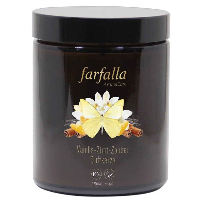 Bougie parfumée enchantement vanille-cannelle - 160g - Farfalla