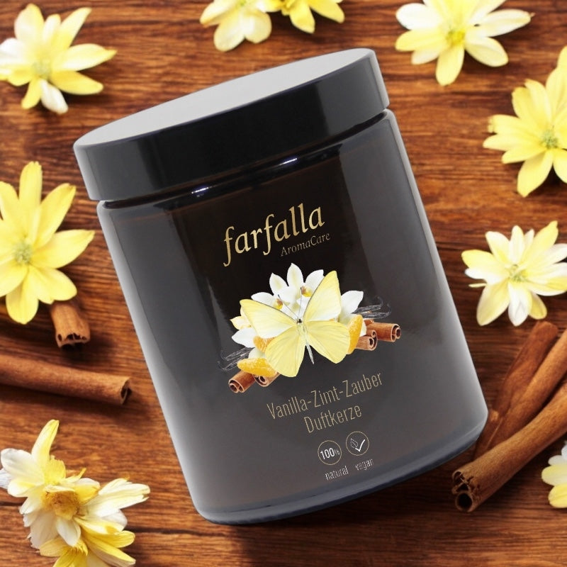 Bougie parfumée enchantement vanille-cannelle - 160g - Farfalla